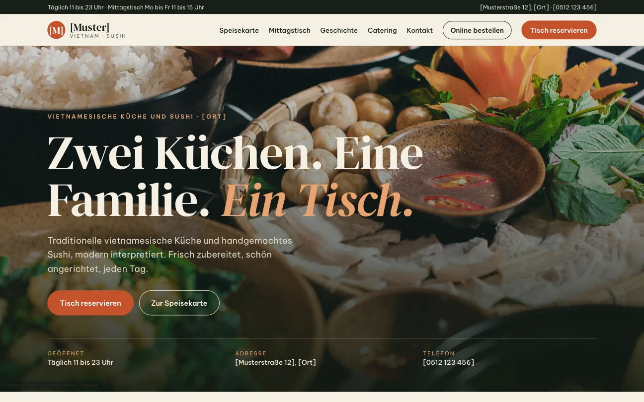 Beispiel-Website Asiatisches Restaurant