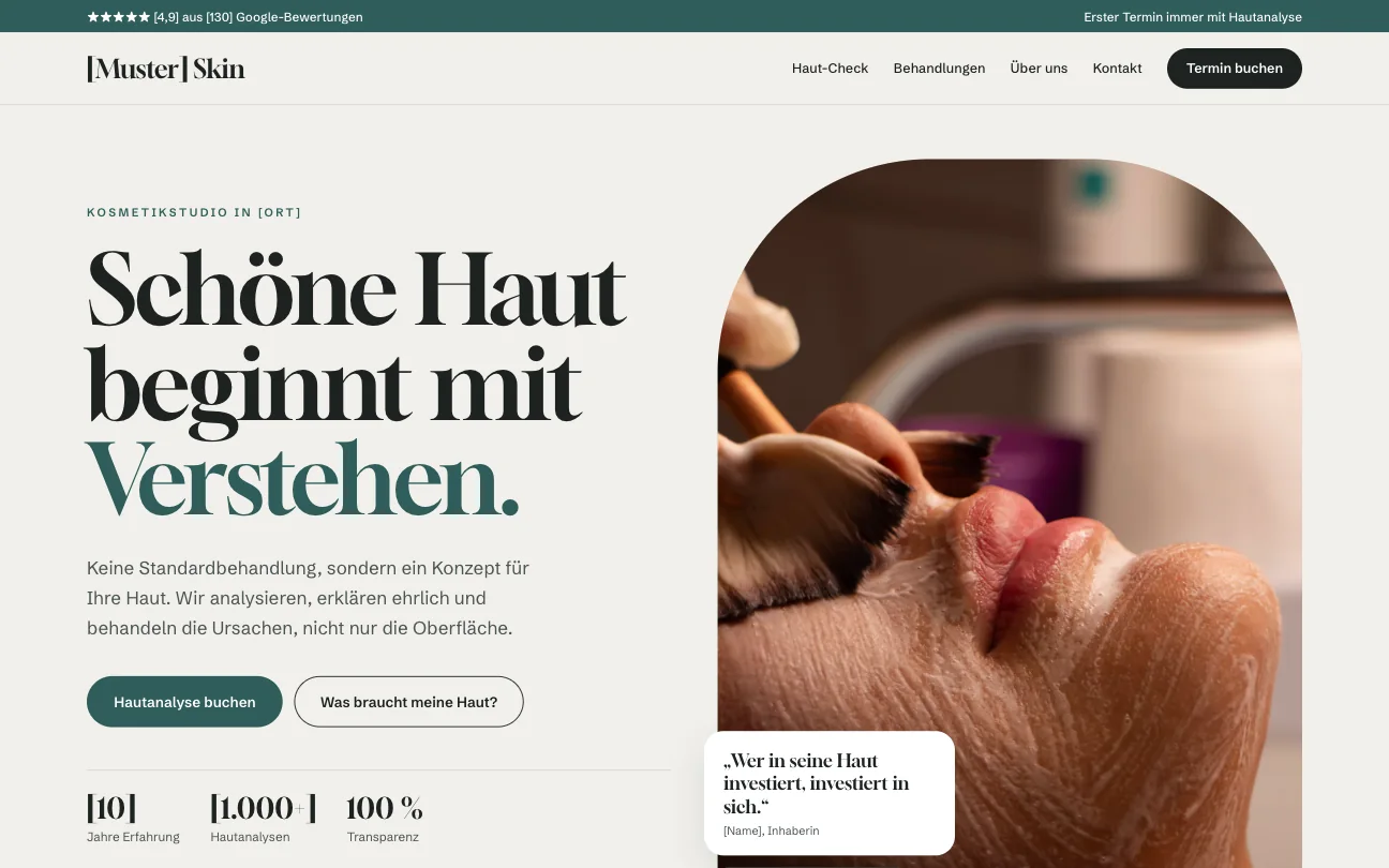 Beispiel-Website Kosmetikstudio