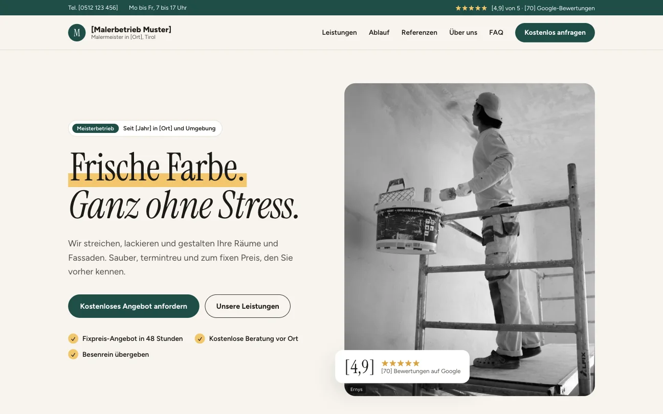 Beispiel-Website Malerbetrieb
