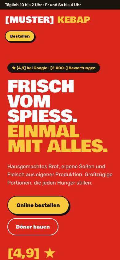 Beispiel-Website Kebab / Imbiss am Handy