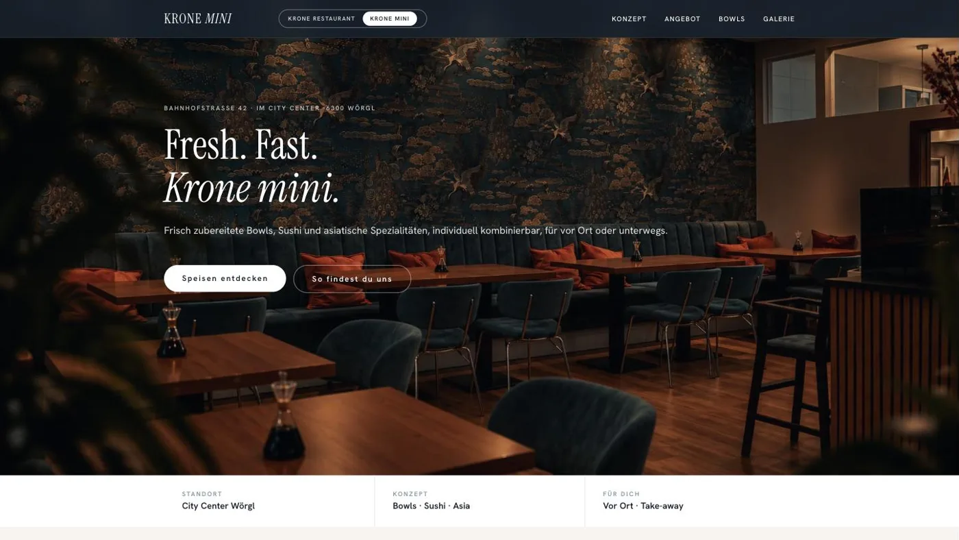 Website Krone mini in Wörgl, erstellt von Lava Webdesign
